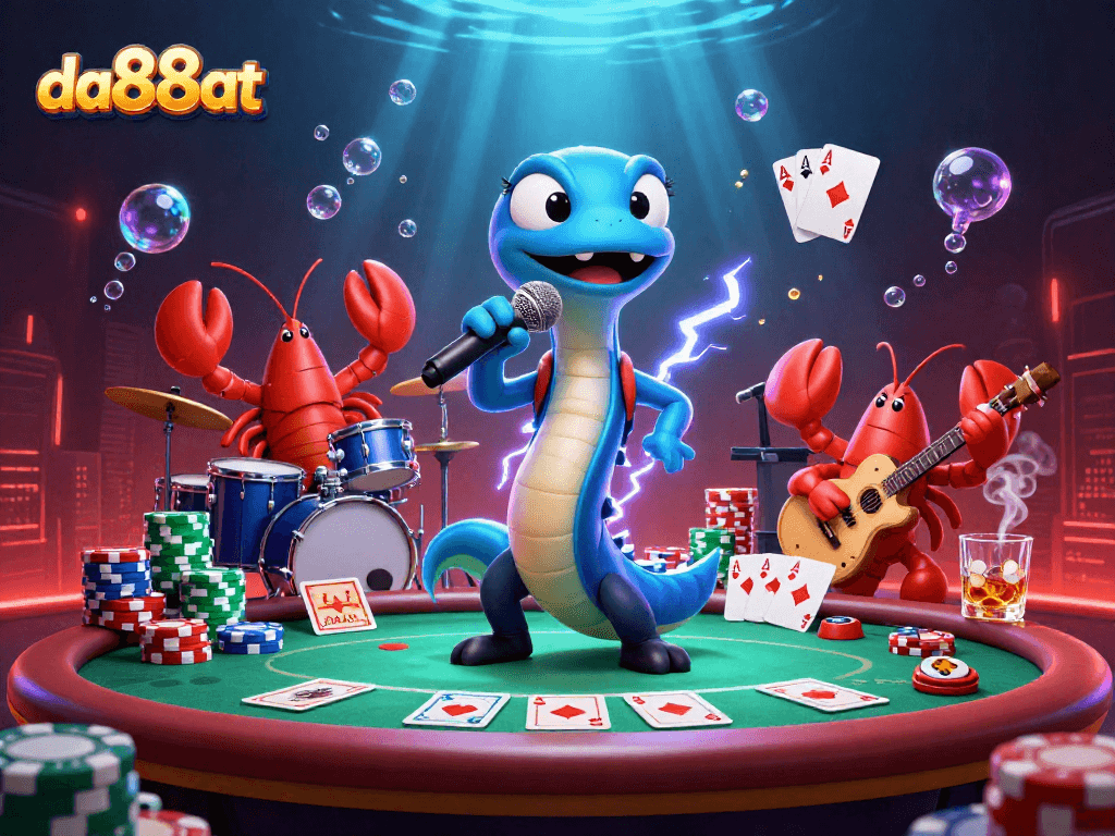 Engage with da88at's thrilling underwater casino scene featuring an electric eel DJ and dynamic gameplay elements.