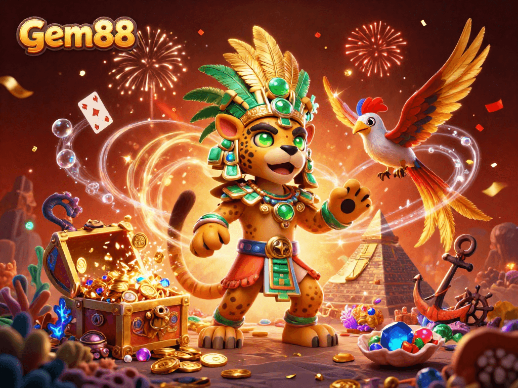 Experience the excitement of gem88's vibrant casino world filled with treasure and adventure.