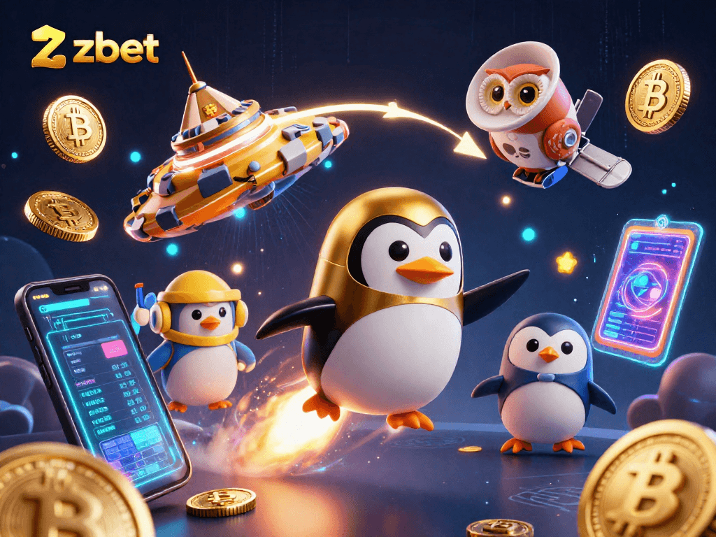Engage in thrilling casino adventures at zbet with a dynamic 3D penguin and crypto elements