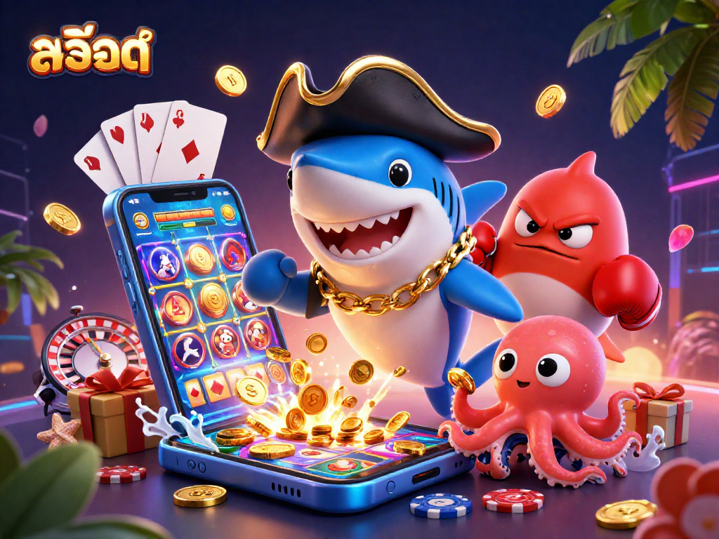Spin the reels of engaging สล็อต games with a pirate shark, pufferfish, and octopus in action!