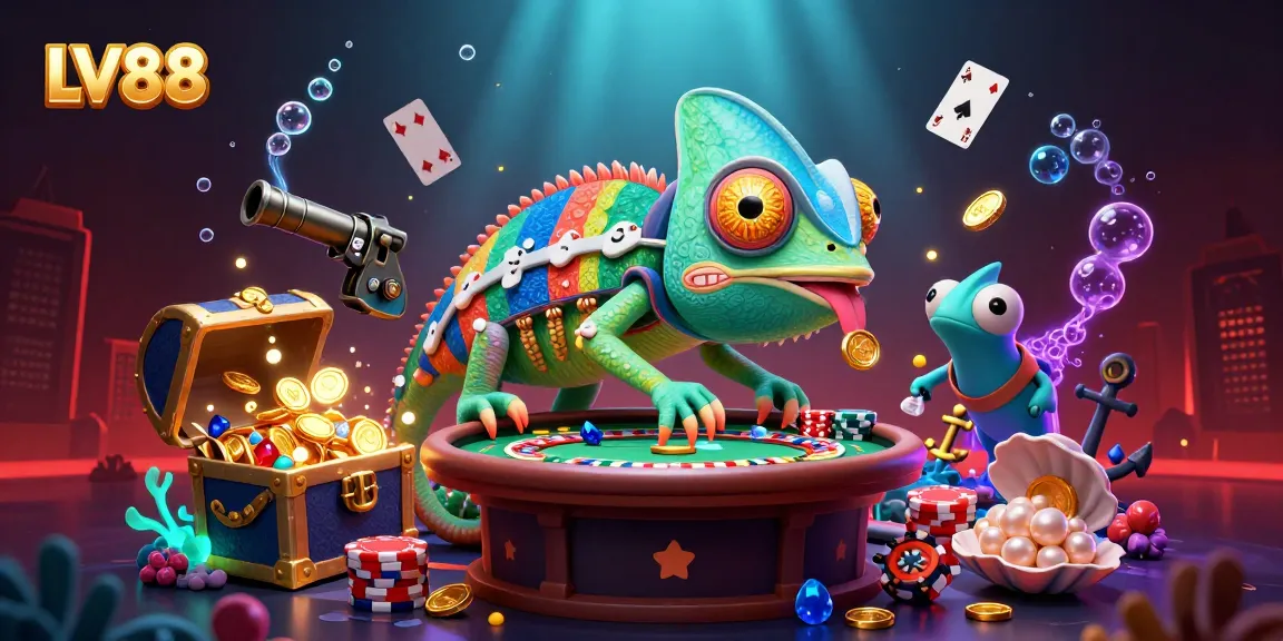 Experience the LV88 gaming excitement with vibrant underwater visuals and dynamic casino elements.