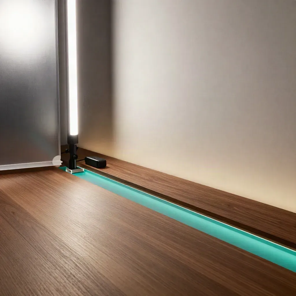 LED tube, scrim, clamp, battery pack and acrylic riser in a studio light setup