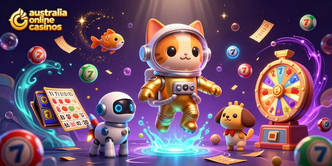 Experience australia online casinos with vibrant games and exciting characters in this cosmic casino scene.