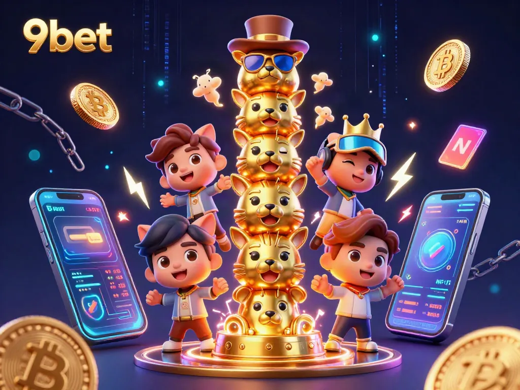 Engage with 9bet for exciting casino adventures with vibrant 3D characters and crypto elements.