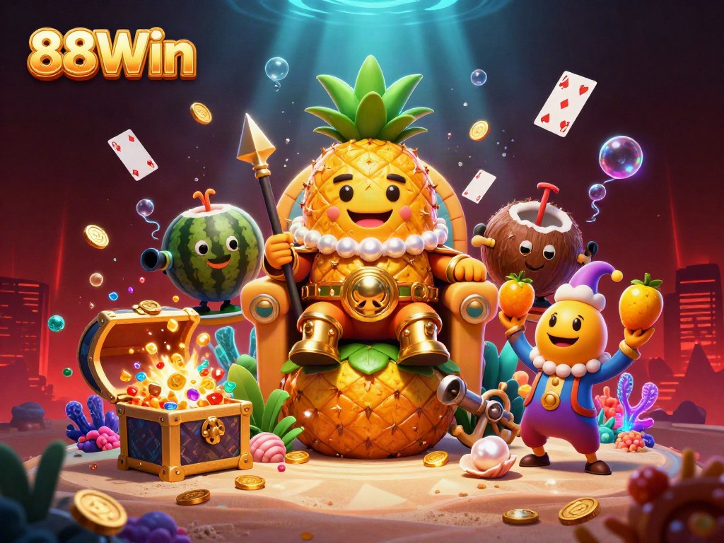 Experience the vibrant world of 88Win where unique characters and colorful gameplay collide in a dynamic casino scene.