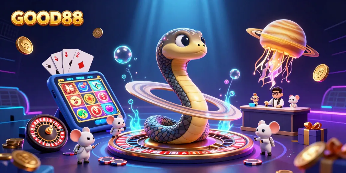 Engage in thrilling betting action at GOOD88 with vibrant cosmic casino elements.