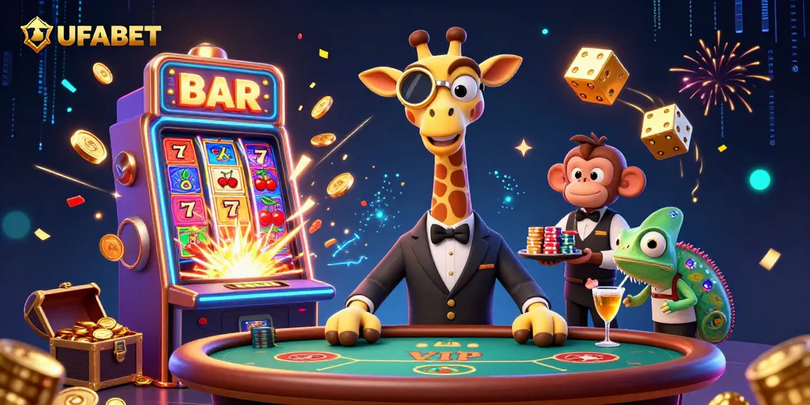 Experience the excitement of UFABET online with vibrant 3D characters and dynamic gambling elements.