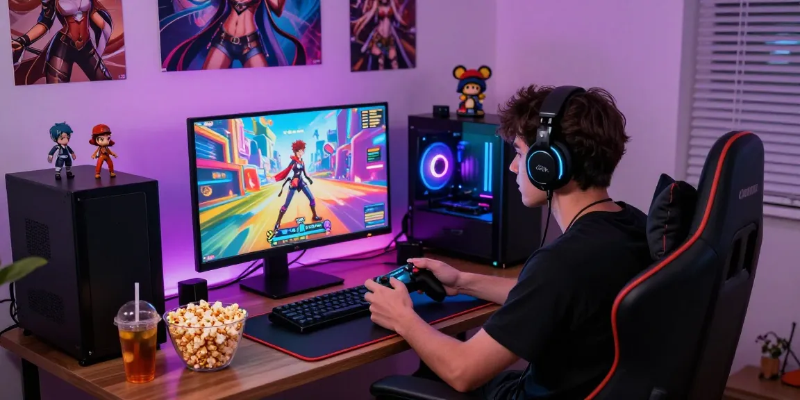 Player enjoying a sissy hentai game in a vibrant gaming setup, showcasing immersive graphics and gaming culture.