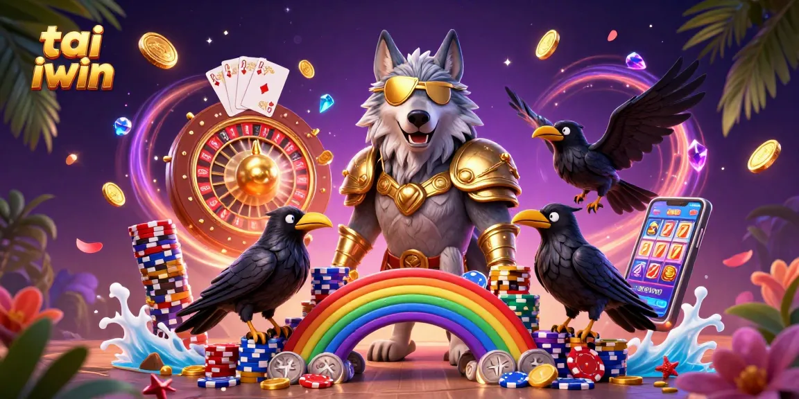 Experience thrilling wins with tai iwin's vibrant casino adventure illustration featuring iconic characters and gaming elements.
