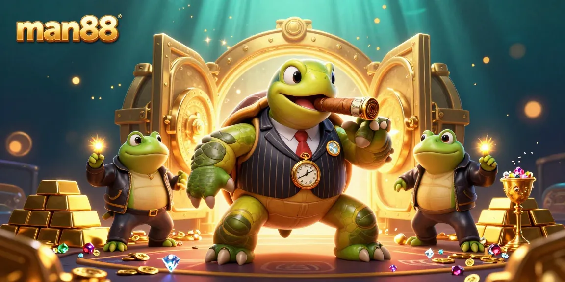 Experience thrilling man88 casino adventures with a mobster turtle and bullfrog enforcers.